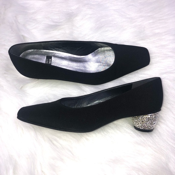 black studded block heels